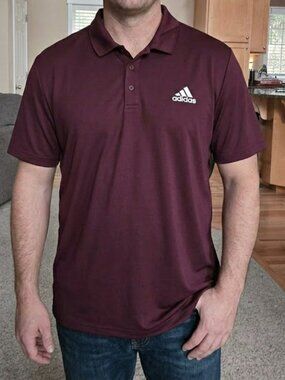NWOT Adidas sz 2X mens burgundy Climalite pullover logo short sleeve